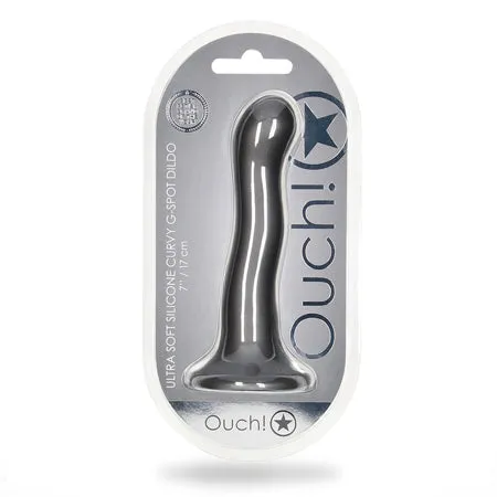 Fairvillacom Dildos Shots Ouch Ultra Soft Silicone 7 in Curvy GSpot Dildo Gunmetal