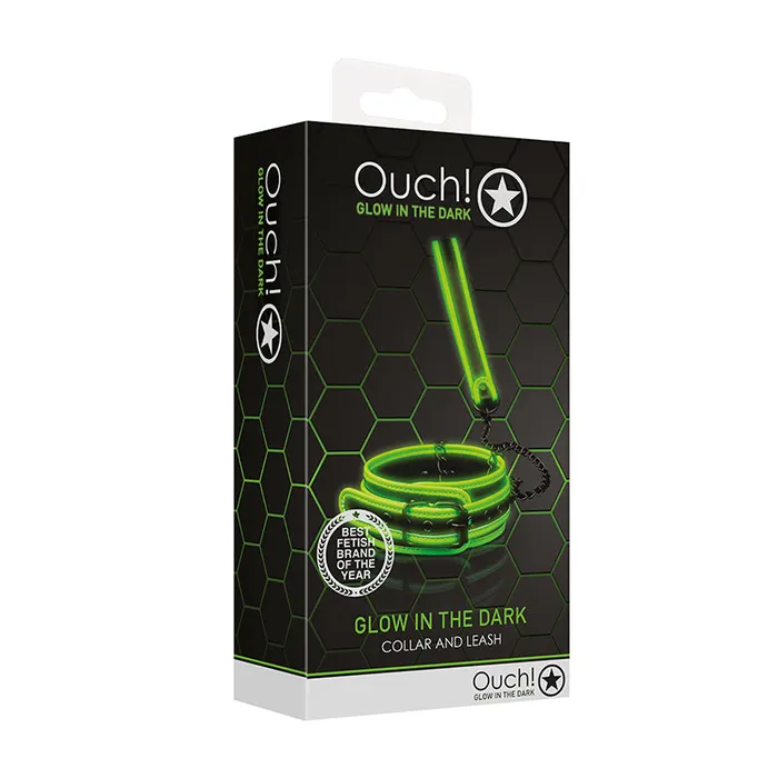 Fairvillacom Female Sex Toys Ouch GITD Collar Leash Set Neon Green