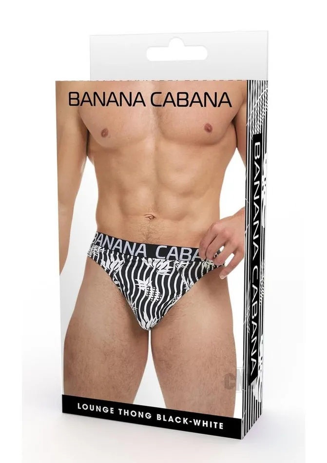Fairvillacom Male Sex Toys Banana Cabana Thong Mdlg Blkwht