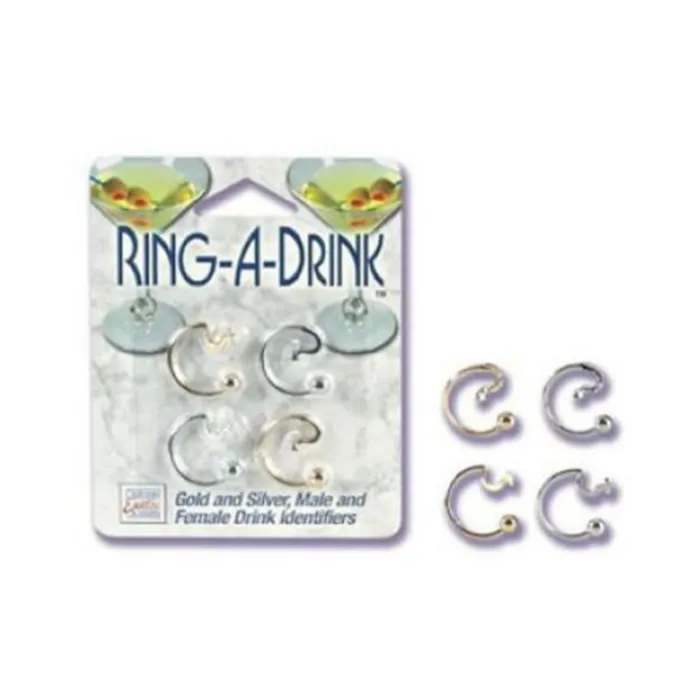 Fairvillacom Male Sex Toys Ring a Drink Gold and Silver Male and Female Drink Identifiers 4 Piece Pack