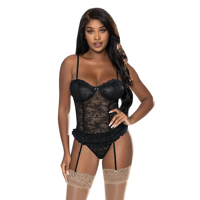 Fairvillacom MS OohLaLace Bustier Panty Set Blk LXL Female Sex Toys