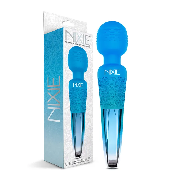 Fairvillacom Nixie Rechargeable Wand Blue Ombre Metal Vibrators