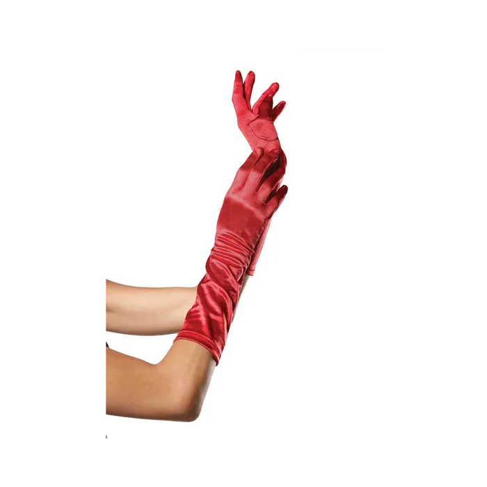 Fairvillacom Vibrators Elbow Length Satin Gloves OS Red