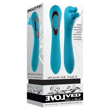Fairvillacom Vibrators Evolved Heads or Tails Rechargeable Vibrator Teal