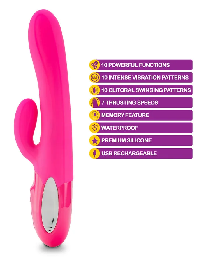 Fairvillacom Vibrators Hypnotic Hot Pink Thrusting Rabbit With Swinging Clitoral Stimulator