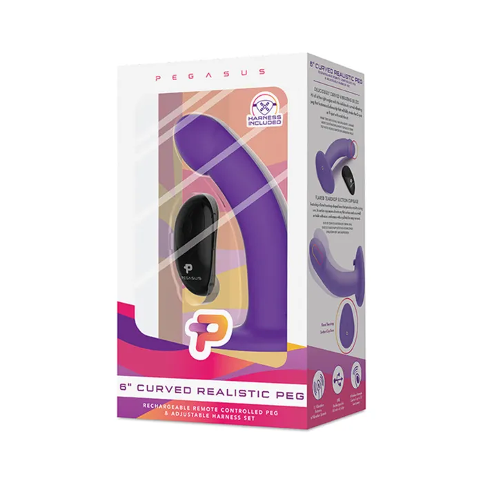 Female Sex Toys Fairvillacom Pegasus 6 Wireless Remote Control Curved Realistic Peg With Harness Purple