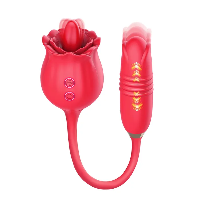 Female Sex Toys KERERO Insignia Rose Vibrator with Licking Thrusting