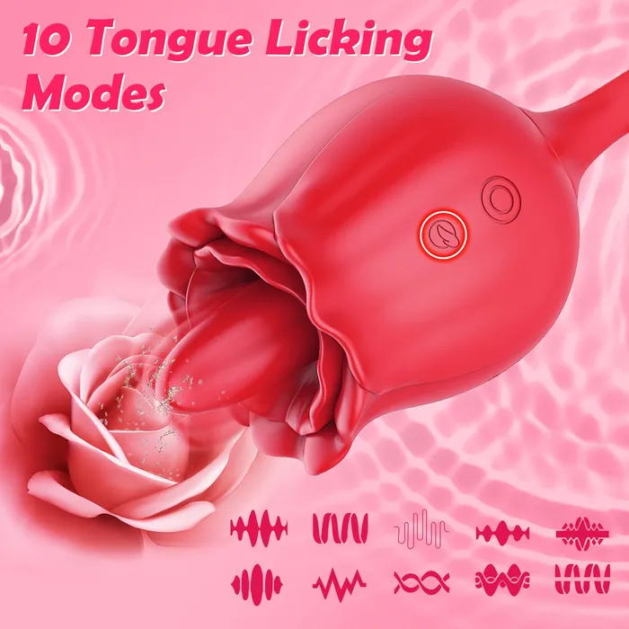 Female Sex Toys KERERO Insignia Rose Vibrator with Licking Thrusting