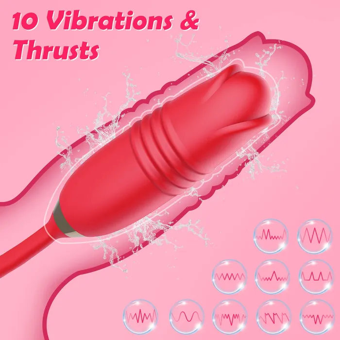 Female Sex Toys KERERO Insignia Rose Vibrator with Licking Thrusting