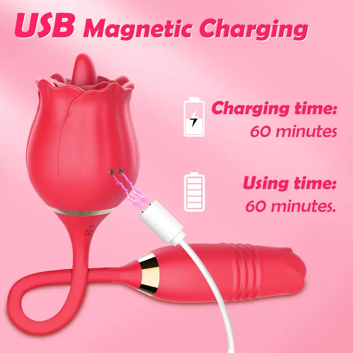Female Sex Toys KERERO Insignia Rose Vibrator with Licking Thrusting