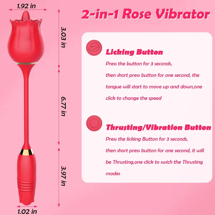 Female Sex Toys KERERO Insignia Rose Vibrator with Licking Thrusting