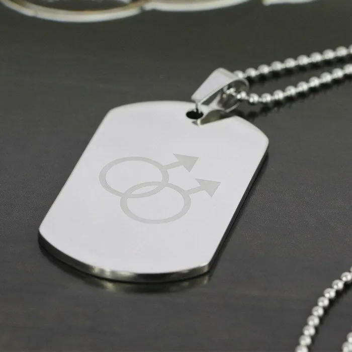 Female Sex Toys Necklace LGBT Pride twin Mars symbol dog tag in Silver ShhhOb Female Sex Toys Necklace LGBT Pride twin Mars symbol dog tag in Silver ShhhOb