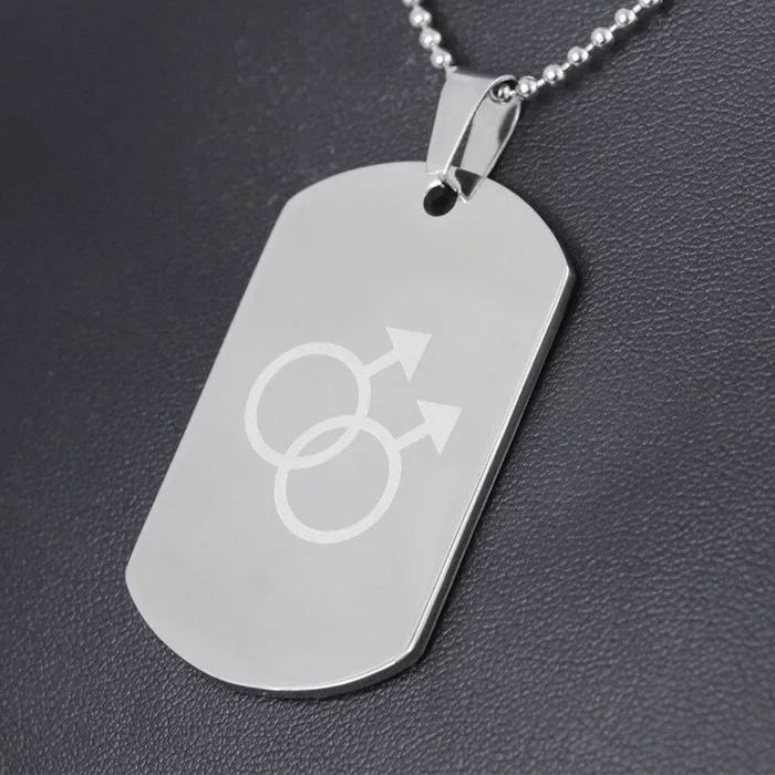 Female Sex Toys Necklace LGBT Pride twin Mars symbol dog tag in Silver ShhhOb Female Sex Toys Necklace LGBT Pride twin Mars symbol dog tag in Silver ShhhOb