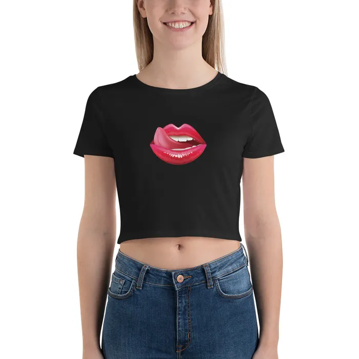 Female Sex Toys ShhhPrntfl Womens Crop Top LIPS in 2 colours