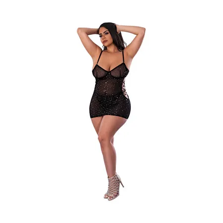 Magic Silk Magic Silk Glitz Glam Dress and Tanga Set Black Queen Size Anal