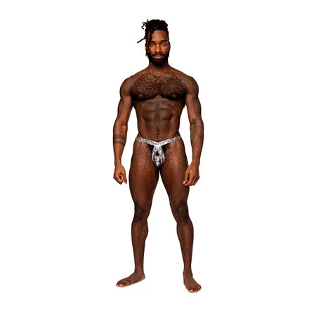 Male Power Snaked Criss Cross Thong SilverBlack SM Fairvillacom Anal