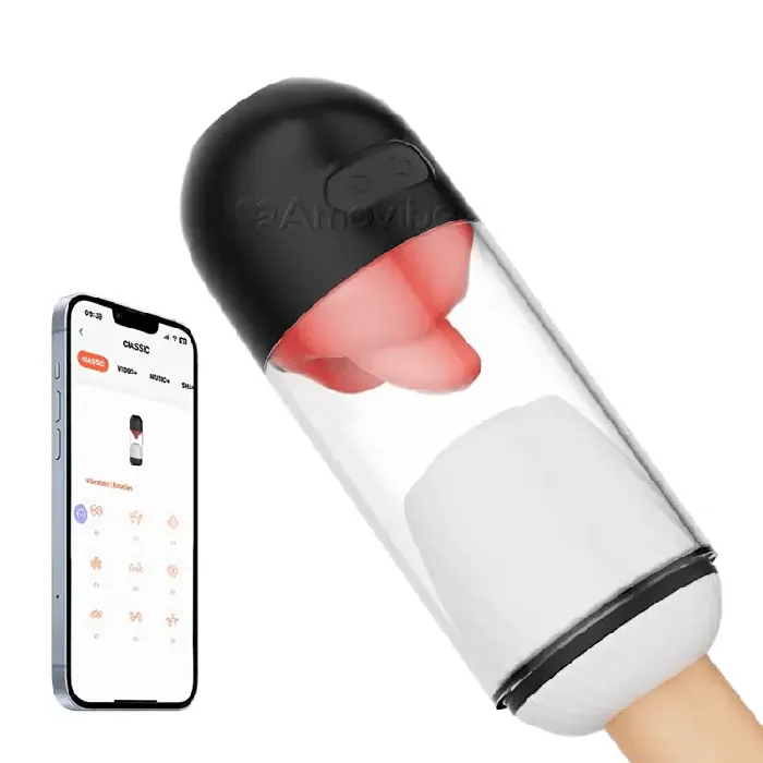 Male Sex Toys Amovibe App Controlled Male Masturbator with 9 Tongue Licking Vibration Modes Male Sex Toys Amovibe App Controlled Male Masturbator with 9 Tongue Licking Vibration Modes