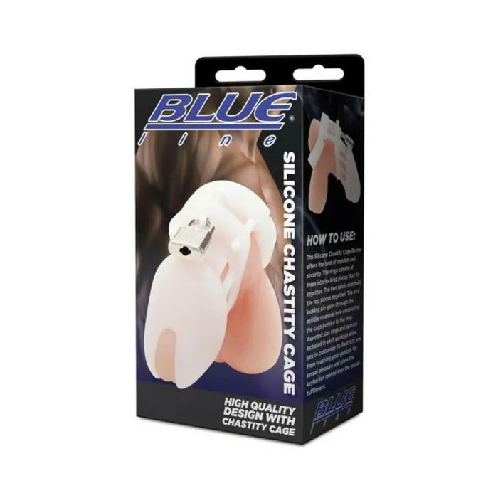 Male Sex Toys Fairvillacom Blue Line Silicone Chastity Cage White