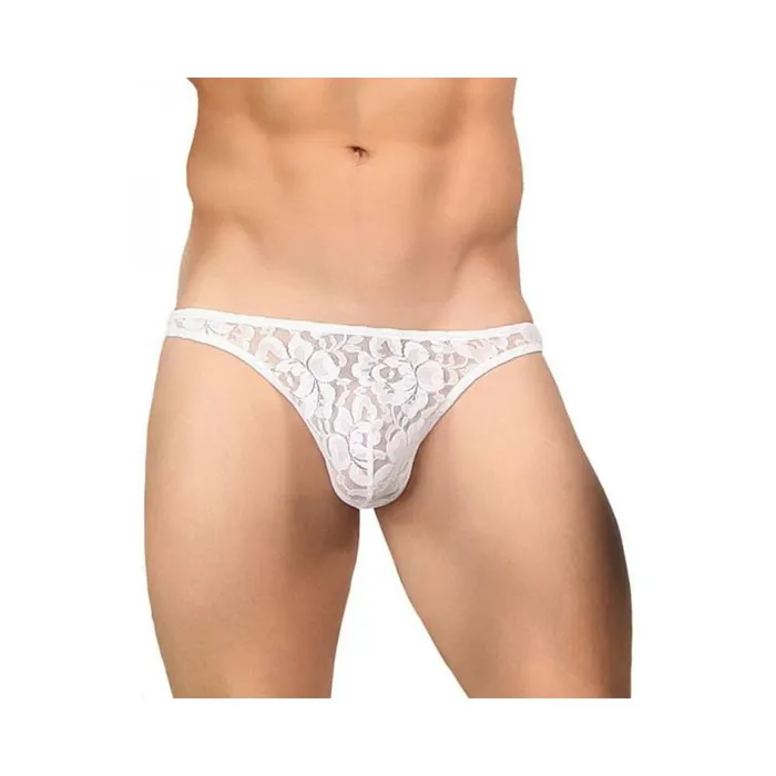 Male Sex Toys Fairvillacom BONG THONG STRETCH LACE WHITE SMALL MEDIUM
