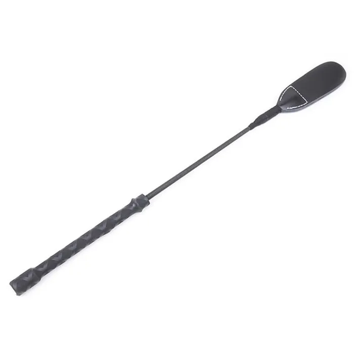 Male Sex Toys ShhhOb Whip PU Leather riding crop in black with thatched style grip Male Sex Toys ShhhOb Whip PU Leather riding crop in black with thatched style grip