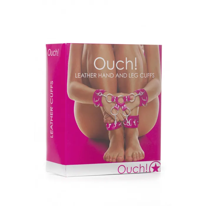 Ouch Leather Hand And Legcuffs Pink Fairvillacom Vibrators