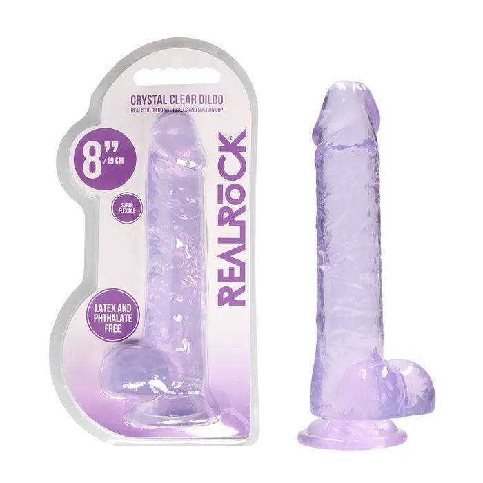 RealRock Realistic Dildo With Balls 20cm Purple ShhhWndsr Female Sex Toys RealRock Realistic Dildo With Balls 20cm Purple ShhhWndsr Female Sex Toys