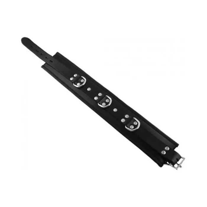Restraints Fairvillacom Rouge Padded Leather 3 DRing Collar Black