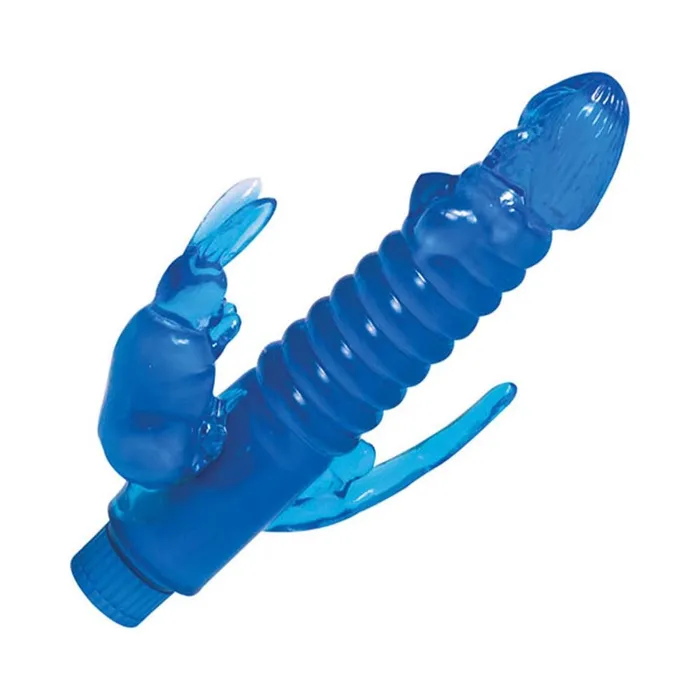 Ribbed Bunny Vibrator With Anal Tickler blue Fairvillacom Female Sex Toys
