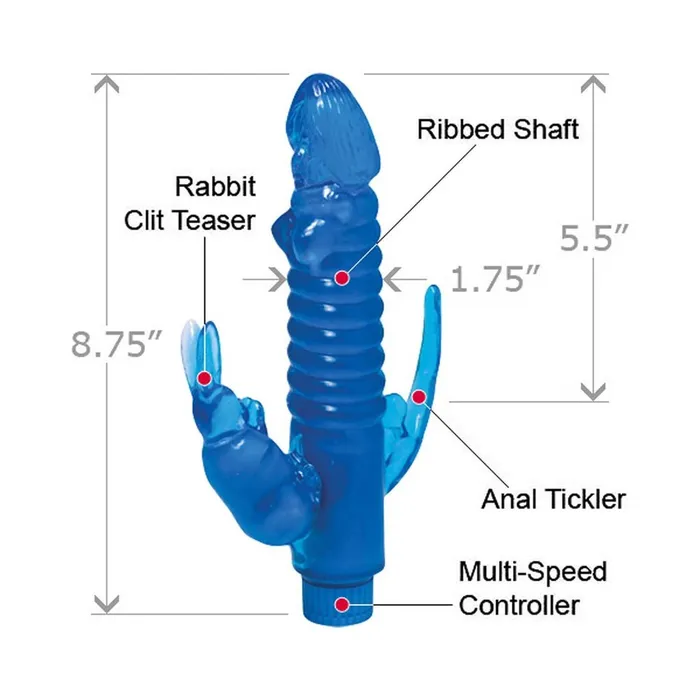 Ribbed Bunny Vibrator With Anal Tickler blue Fairvillacom Female Sex Toys