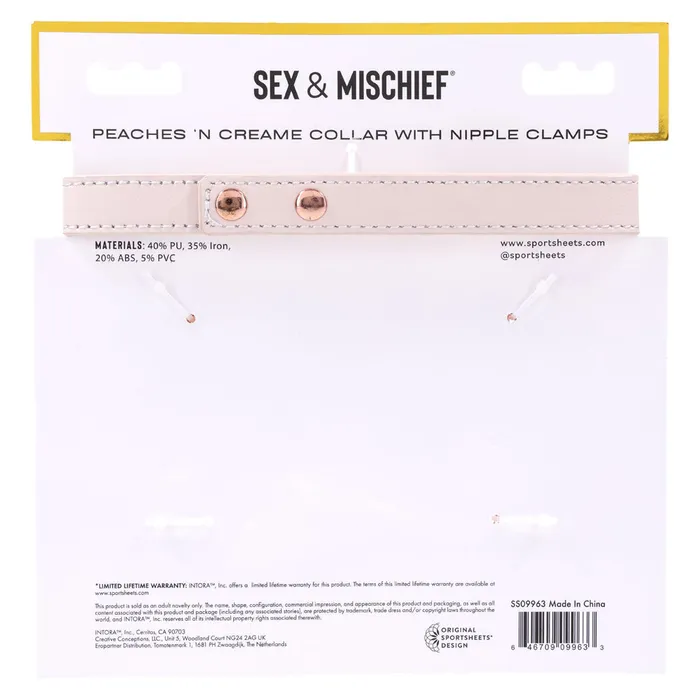 Sex Mischief Peaches n CreaMe Collar with Nipple Clamps ShhhWndsr Couples