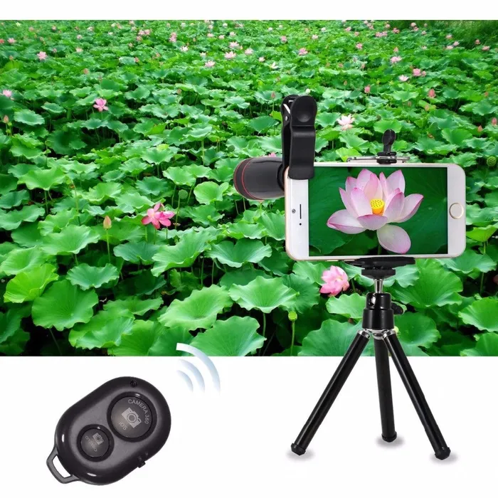 Shhhep Couples Mobile Phone Lens kit 12X Zoom Telephoto Lens For iPhone and Android Smartphones Monopod Bluetooth Shutter Tripod