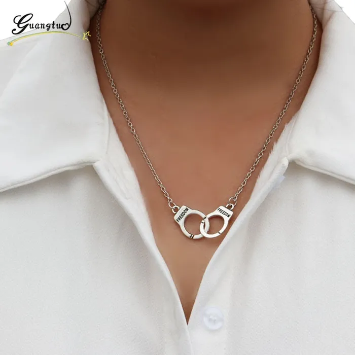 ShhhOb Anal Necklace handcuffs pendant silver plated