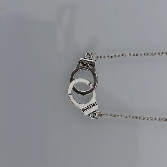 ShhhOb Anal Necklace handcuffs pendant silver plated