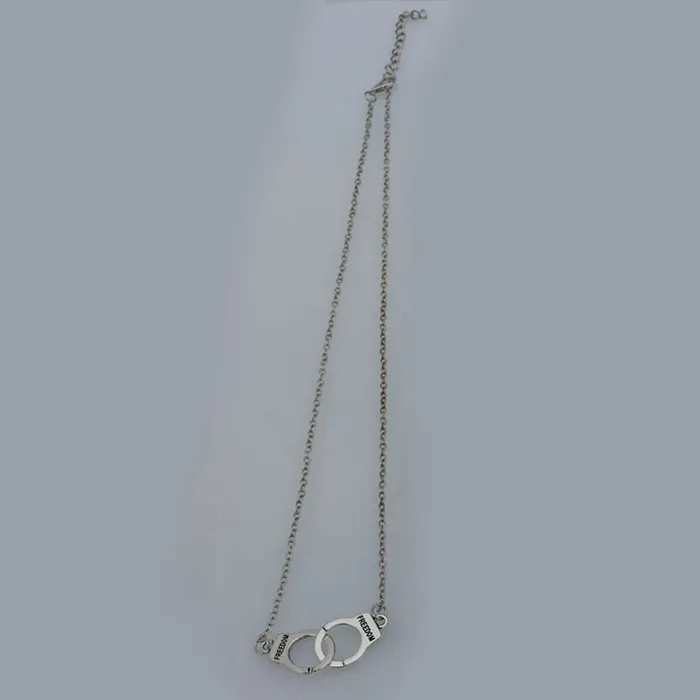 ShhhOb Anal Necklace handcuffs pendant silver plated
