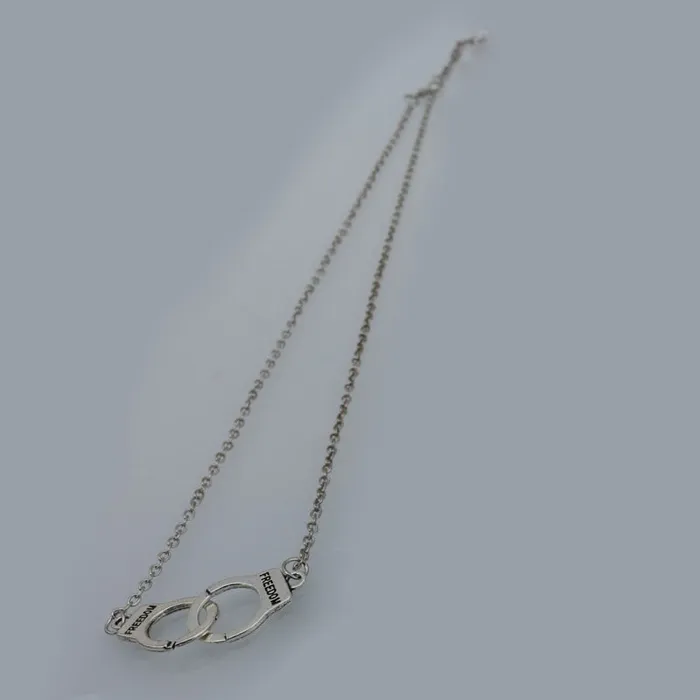 ShhhOb Anal Necklace handcuffs pendant silver plated
