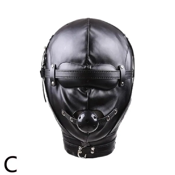 ShhhOb Restraints PU Leather Hood for BDSM Style C
