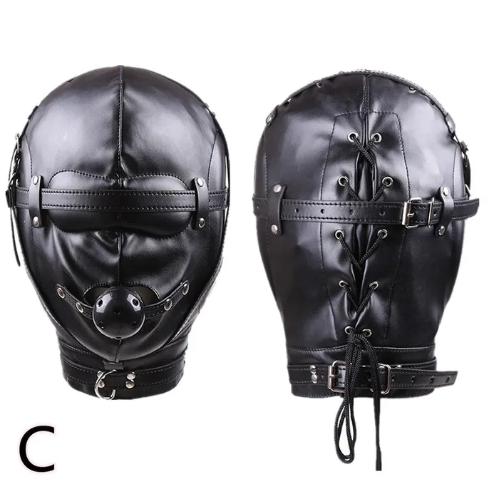 ShhhOb Restraints PU Leather Hood for BDSM Style C
