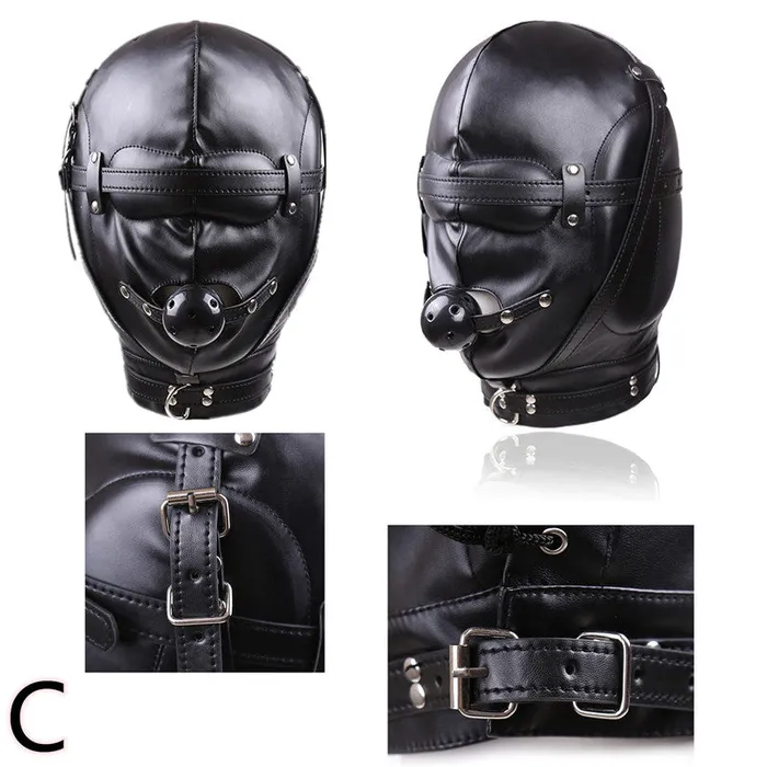 ShhhOb Restraints PU Leather Hood for BDSM Style C