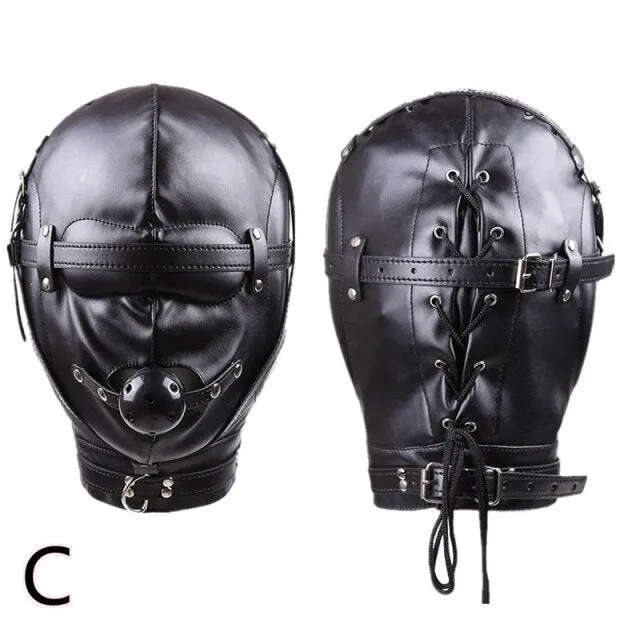 ShhhOb Restraints PU Leather Hood for BDSM Style C