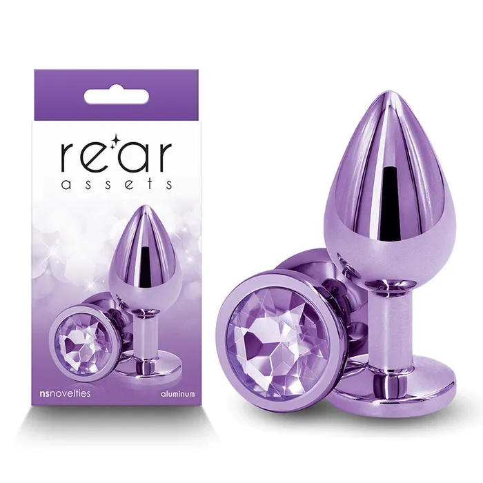 ShhhWndsr Anal Rear Assets Butt Plug with Crystal Insert Purple Medium