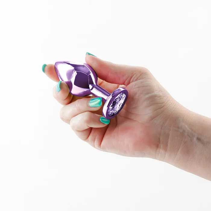 ShhhWndsr Anal Rear Assets Butt Plug with Crystal Insert Purple Medium