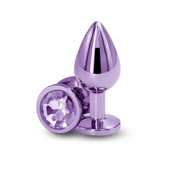 ShhhWndsr Anal Rear Assets Butt Plug with Crystal Insert Purple Medium