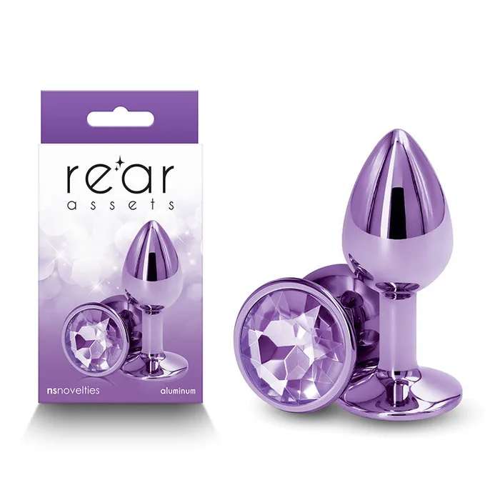 ShhhWndsr Anal Rear Assets Butt Plug with Crystal Insert Purple Small