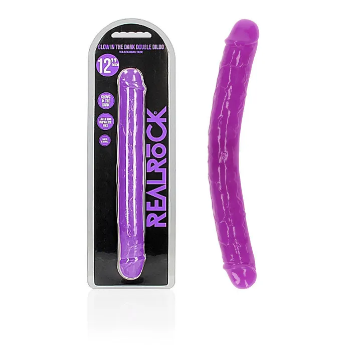 ShhhWndsr Dildos REALROCK 30 cm Double Dong Glow PURPLE GLOW