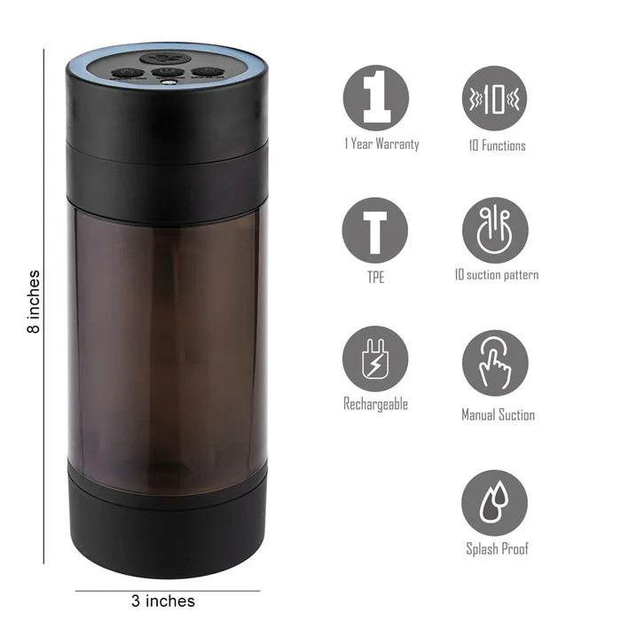 ShhhWndsr Maia ACE Stroker Black with Clear Entry Male Sex Toys