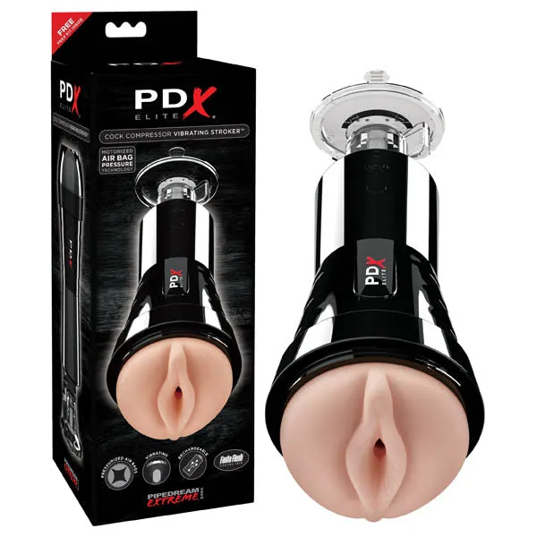 ShhhWndsr Male Sex Toys PDX Elite Cock Compressor Vibrating Stroker USB Rechargeable Vibrating Pussy Stroker with Suction Base