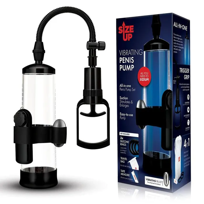 ShhhWndsr Male Sex Toys Size Up Vibrating Trigger Penis Pump