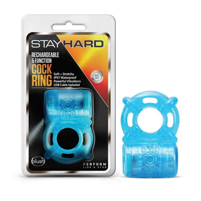 ShhhWndsr Male Sex Toys Stay Hard Rechargeable 5 Function Cock Ring USB Rechargeable Vibrating Cock Ring