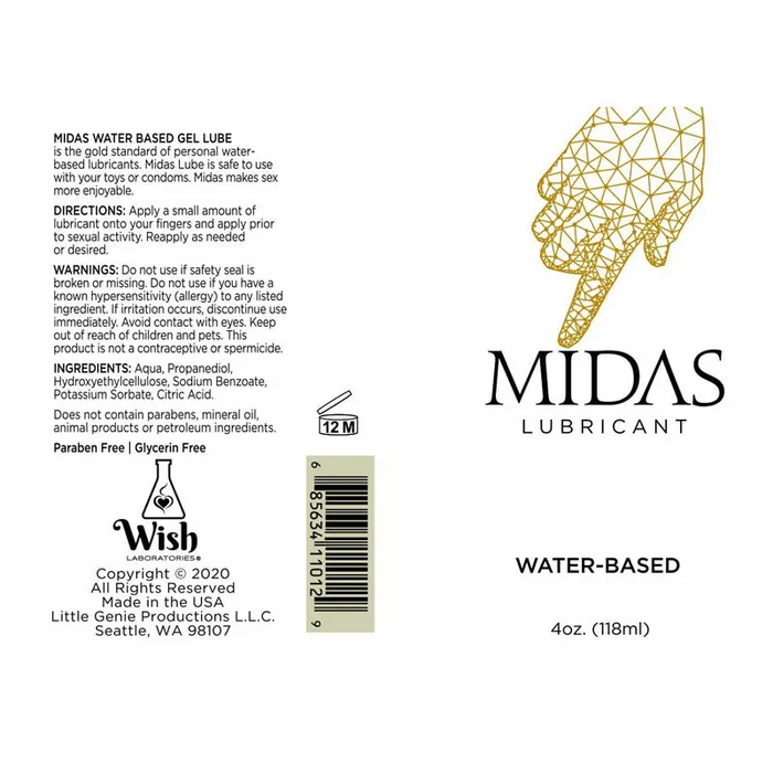 ShhhWndsr Midas Water Based Lube Water Based Lubricant 118 ml Bottle Lubricants ShhhWndsr Midas Water Based Lube Water Based Lubricant 118 ml Bottle Lubricants