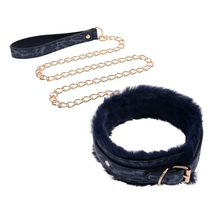 ShhhWndsr Sex Mischief Cougar Furry Collar with Leash Navy Gold Female Sex Toys ShhhWndsr Sex Mischief Cougar Furry Collar with Leash Navy Gold Female Sex Toys